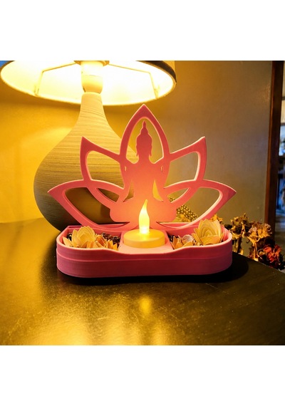 3d Baskı Lotus Buda Mumluk - Dekoratif Tealight Mumluk-pembe Diğer