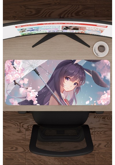 Bunny Girl Senpai Anime V4 - 70x30 Xl Gaming Kauçuk Kaymaz Taban Mouse Pad Fare Altlığı