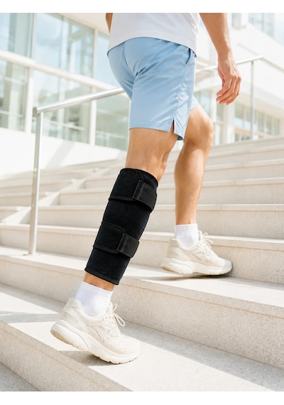 Alt Baldır Destekliği Çift Sabitleme Bantlı Ayarlanabilir Spor Baldırlığı Siyah