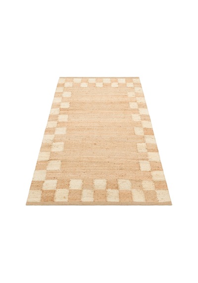 Natura Nt13 Beyaz Dama Desenli Jüt El Dokuma Bej Modern Halı
