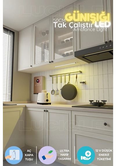 50 Cm Led Mutfak Tezgah Aydınlatma Günışığı Adaptörlü