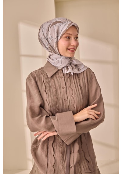 Silk Home Olinda İpek Eşarp 47003-37 Gri, Vizon, Koyu Vizon