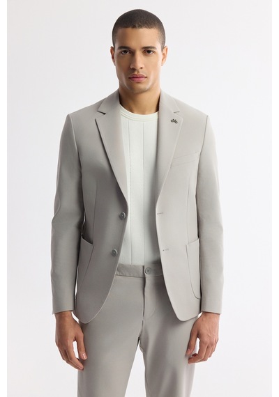 Avva Erkek Gri Mono Yaka Pamuklu Hafif Bi-stretch Blazer Comfort Slim Fit Ceket A51y4004