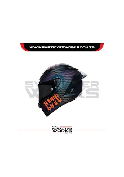 Love Hate Sticker Kask Sticker Kasklar Uyumlu Tek Yön 1 Adet Turuncu