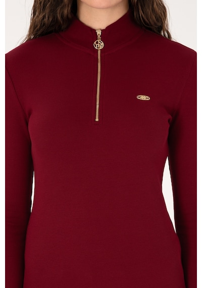U.S. Polo Assn. Kadın Bordo Fermuarlı Dik Yaka Sweatshirt 50313564-VR014