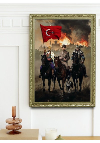 Atatürk 3'lü Önder 60x80 Cm Tablo