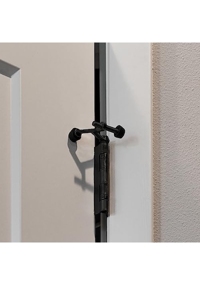 Menteşe Pimi Kapı Durdurucu Duvar Koruyucu, Kauçuk Uçlu Design House Mat Siyah Ayarlanabilir Kapı Durdurucuları, 1