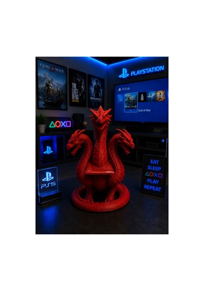 Playstation 5 Dualsense Üç Başlı Ejder Kol Standı Kırmızı