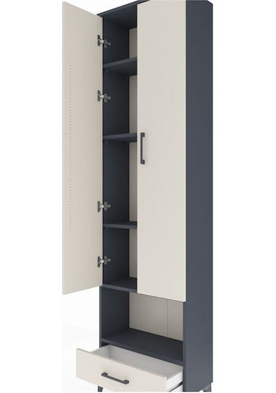 Arges Dolap 5 Raflı Tek Çekmeceli Tek Askılı 60x30x221 Antrasit-aytaşı Antrasit