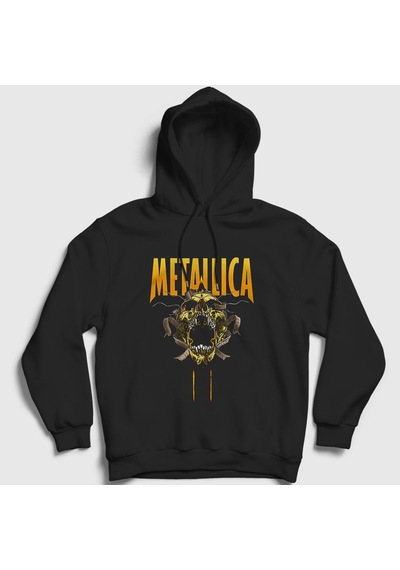 Presmono Unisex Skull Metallica Kapüşonlu Sweatshirt Siyah