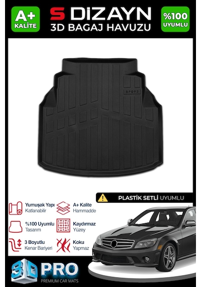 S-dizayn Mercedes C180 W204 3d Pro Bagaj Havuzu 2007-2014 A+ Kalite