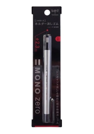 Tombow Mono Zero Kalem Silgi, Yuvarlak Uç, 2,3mm, Gümüş