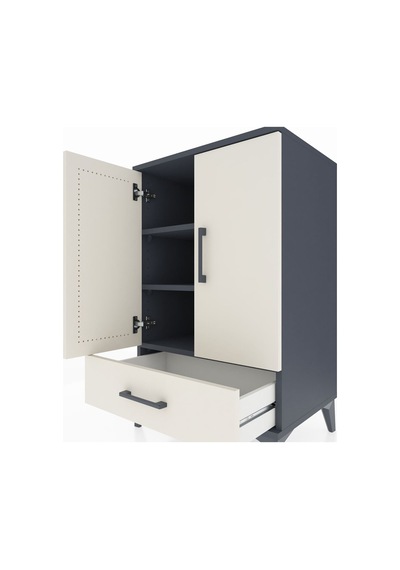 Hyperion Komodin 3 Raflı Tek Çekmeceli 2 Kapaklı 60x44x96 Ant... Antrasit