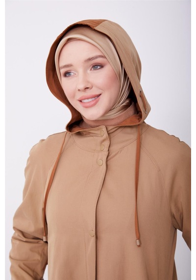 Armine Kol Ortası Çıtçıtlanan Pardesü 23k8512 Camel Kahverengi