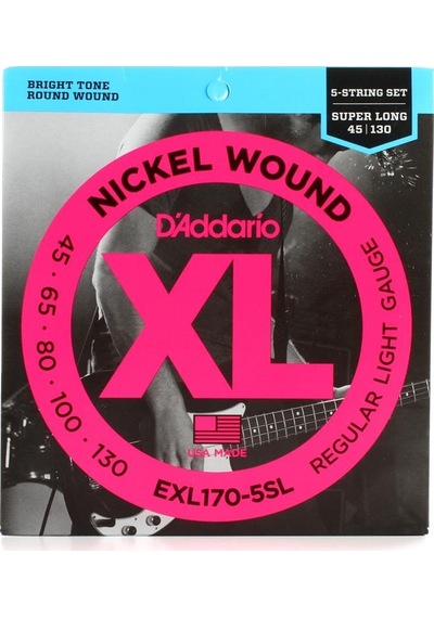 D'addario Exl170-5sl Xl Nickel Wound 5 Telli Bas Gitar Tel Seti - 45-130 Profesyonel Super Long Scale, Ekstra Uzun Saplı 5 Telli Baslar İçin İdeal Uzunluk Ve Parlak Ton D'addario Exl170-5sl Xl Nickel Wound 5 Telli Bas Gitar Tel Seti - 45-130 Profesyonel Super Long Scale, Ekstra Uzun Saplı 5 Telli Baslar İçin İdeal Uzunluk Ve Parlak Ton