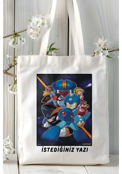 Art Hediye Megaman Oyun Baskılı Omuz Çanta Kişiye Özel Model 8 Çok Renkli