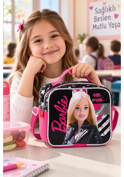 Barbie Beslenme Çantası Çocuk Öğrenci Okul Yemek Çantası Günlük Okul Kullanımı 23x19x10 Cm Çok Renkli