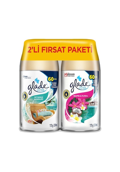 Glade Otomatik Sprey Oda Kokusu Yedek Bahar Kokusu Okyanus Sessizliği ve Tropikal Floral 2 x 269 ML