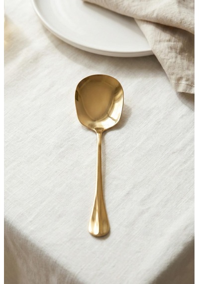 Gold Büyük Boy Paslanmaz Çelik Servis Kaşığı & Profesyonel Sunum Gereci 25 Cm