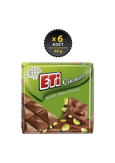 Eti Çikolata Antep Fıstıklı Kare 6 x 60 G