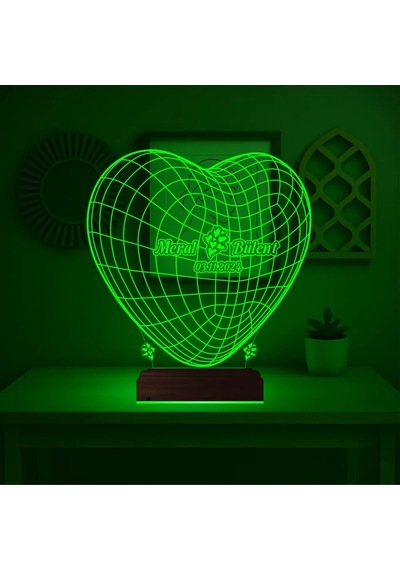Luvivia Kalp Sevgiliye Hediye Kişiye Özel 3d Lamba - Masa Gece Lambası V18 Şeffaf