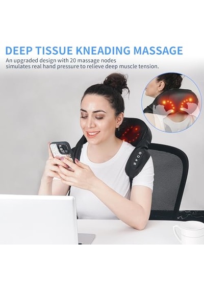 Tısscare Isıtmalı Omuz Ve Boyun İçin Shiatsu Masajı - Derin Doku Masajlı Elektrikli Masaj Yastığı, Sırt/bacaklar/bel İçin Rahatlama, Ebeveynler İçin Hediye Tısscare Isıtmalı Omuz Ve Boyun İçin Shiatsu Masajı - Derin Doku Masajlı Elektrikli Masaj Yastığı, Sırt/bacaklar/bel İçin Rahatlama, Ebeveynler İçin Hediye