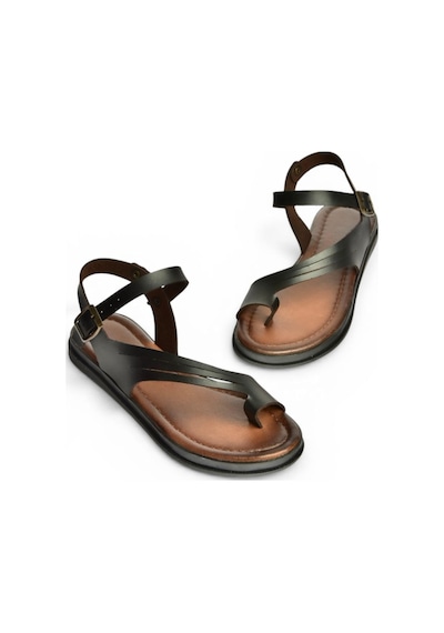 Fox Shoes U390903603 Siyah Hakiki Deri Kadın Sandalet