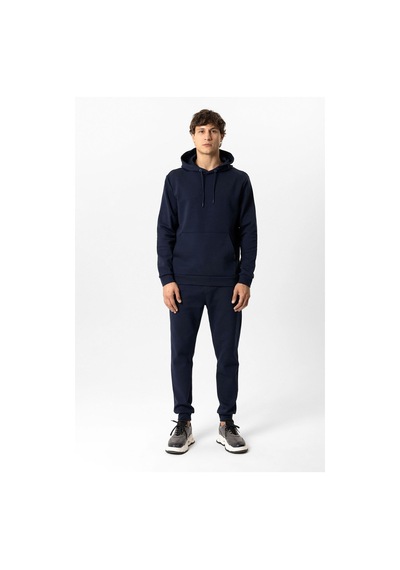 Backandbond Lacivert Regular Fit Pamuklu Kapüşonlu Kanguru Sweatshirt