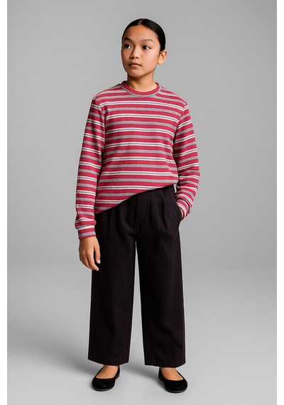 Esila Kids Kız Çocuk Body Pamuklu Çizgili Uzun Kollu 4-9 Yaş Çok Renkli