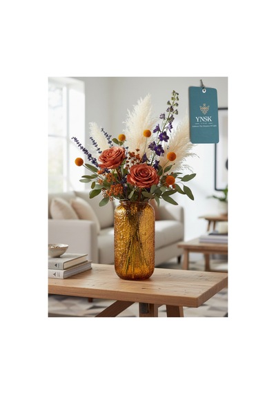 Chacha Home Luxury Petra İthal Cam Vazo 26 Cm Turuncu