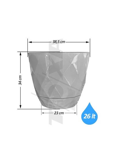 Yakamoz Saksı 1, Antrasit, 26 Litre
