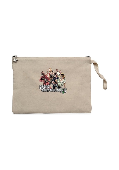 Grand Theft Auto Five Team Krem Clutch Cüzdan / El Çantası Krem