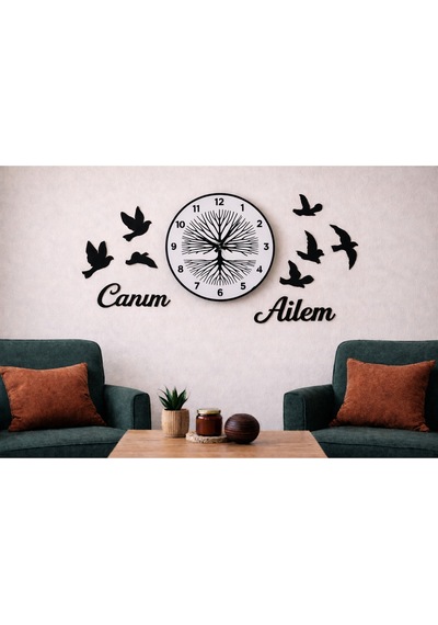 Duvar Saati 40 Cm Modern Ve Şık 8 Adet Kuş Temalı No97 Çok Renkli