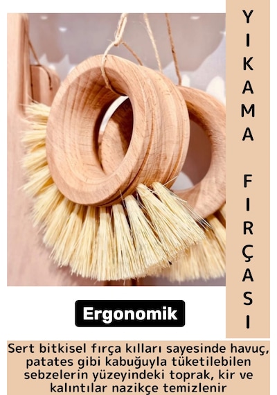 Ergonomik Kolay Tutuş Sert Bitkisel Kıllı Havuç Patates Pancar Turp Sebze Meyve Yıkama Fırçası