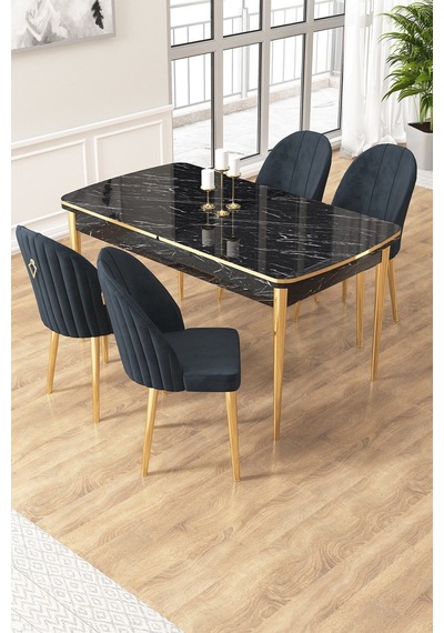 Canisa Edaf Serisi 80x132 Açılabilir Siyah Mermer Desen Masa Takımı 4 Antrasit Sandalye Gold Detay Masa Siyah Mermer Sandalye Antrasit Gold Ayak Canisa Edaf Serisi 80x132 Açılabilir Siyah Mermer Desen Masa Takımı 4 Antrasit Sandalye Gold Detay Masa Siyah Mermer Sandalye Antrasit Gold Ayak