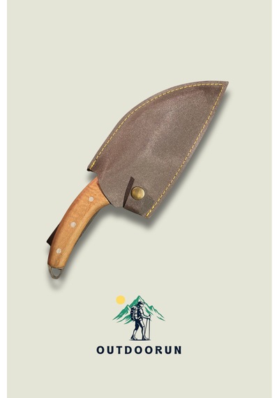 Ahşap Gövdeli Viking Almazan Şef Kamp Bıçağı 28 Cm Kahverengi