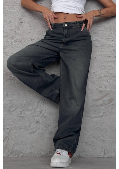 Lacarino 7587 Skater Fıt Kadın Jean Pantolon Green Tint
