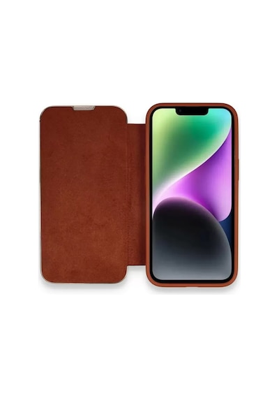 Newface Apple İphone 14 Pro Max Kılıf Dolpin Kapaklı - Kahverengi