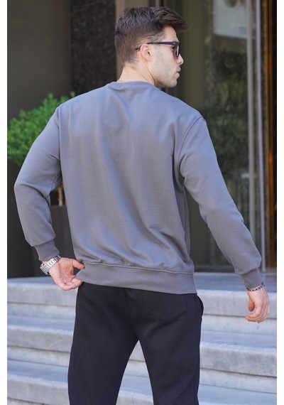 Madmext Füme Regular Fit Basic Sweatshirt 6136-füme Füme
