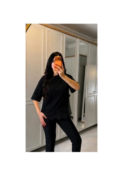 Butik İstanbul Kısa Kollu Bısıklet Yakalı Dantel Detaylı Vıskon Ikı Iplık Bluz Siyah Butik İstanbul Kısa Kollu Bısıklet Yakalı Dantel Detaylı Vıskon Ikı Iplık Bluz Siyah