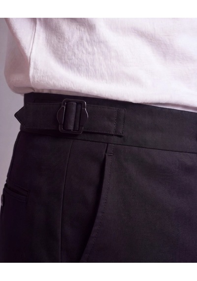 DefyModa Erkek Toka Detaylı Kumaş Pantolon Siyah