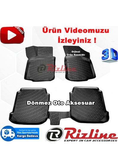Vw Golf 4 3D Paspas Havuzlu Siyah Hb 1998-2004 Arası 4Prç Rizline N11.3629
