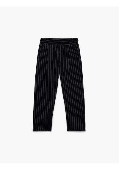 Koton Beli Bağcıklı Rahat Kalıp Çizgili Pantolon Lacivert Çizgili 6skb40088tw 7s2