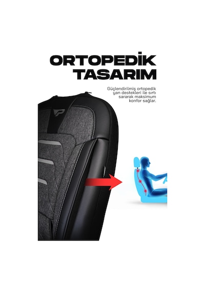 Füme - Gri Panda Bodrum Serisi Ford Transit 2014+ Araca Özel Keten Ticari Oto Koltuk Kılıfı