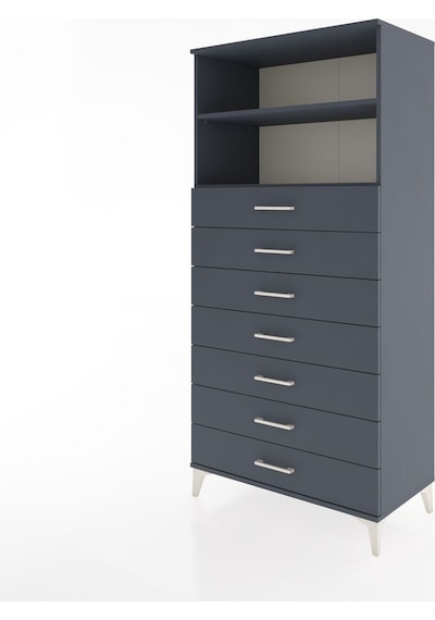 Hyperion Dolap 2 Raflı 7 Çekmeceli 88x44x182 Antrasit-antrasit Antrasit