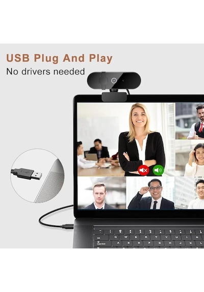 Webcam 4k Konferans Kamera Gizlilik Bandı Dahili Mikrofon Chat Görüntülü Sohbet Yayın Kamerası