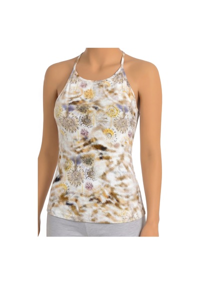 Just Inner Kadın Tekli Viskon Bluz Halter Yaka Botanik Desenli Askılı Günlük Rahat Kesim 216005 Çiçekli
