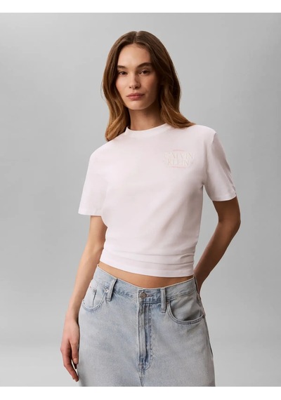 Calvin Klein Ss Classıc Left Ches, Yaf Beyaz Kadın T-shirt