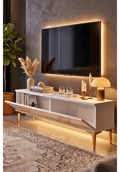 Tsa1215b - İdatv120 Tv Stand, Tv Sehpası Beyaz 120cm