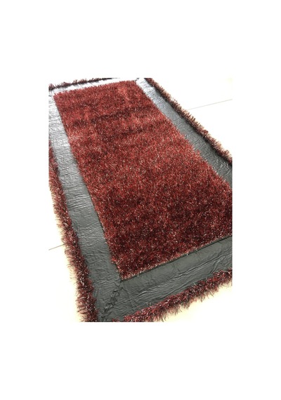 Saray Halı Simli Deri 80X150 Kırmızı Siyah Deri Küçük Ölçü Halı !